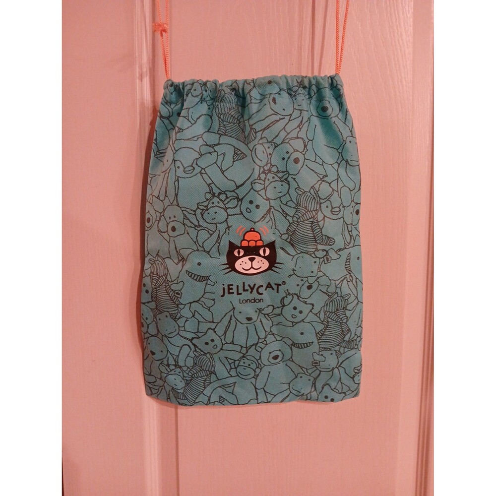 Jellycat London 15x11" blue drawstring dust bag or storage pouch for plush